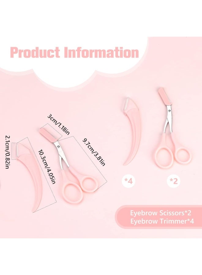 ChicAbode 6Pcs Eyebrow Trimmer Set, Curved Eyebrow Razor and Scissors with Comb, Non Slip Stainless Steel Facial Hair Removal Tool，Professional Brow Shaping Beard Shaving Kit, Beauty Accessories for Men Women - Image 2